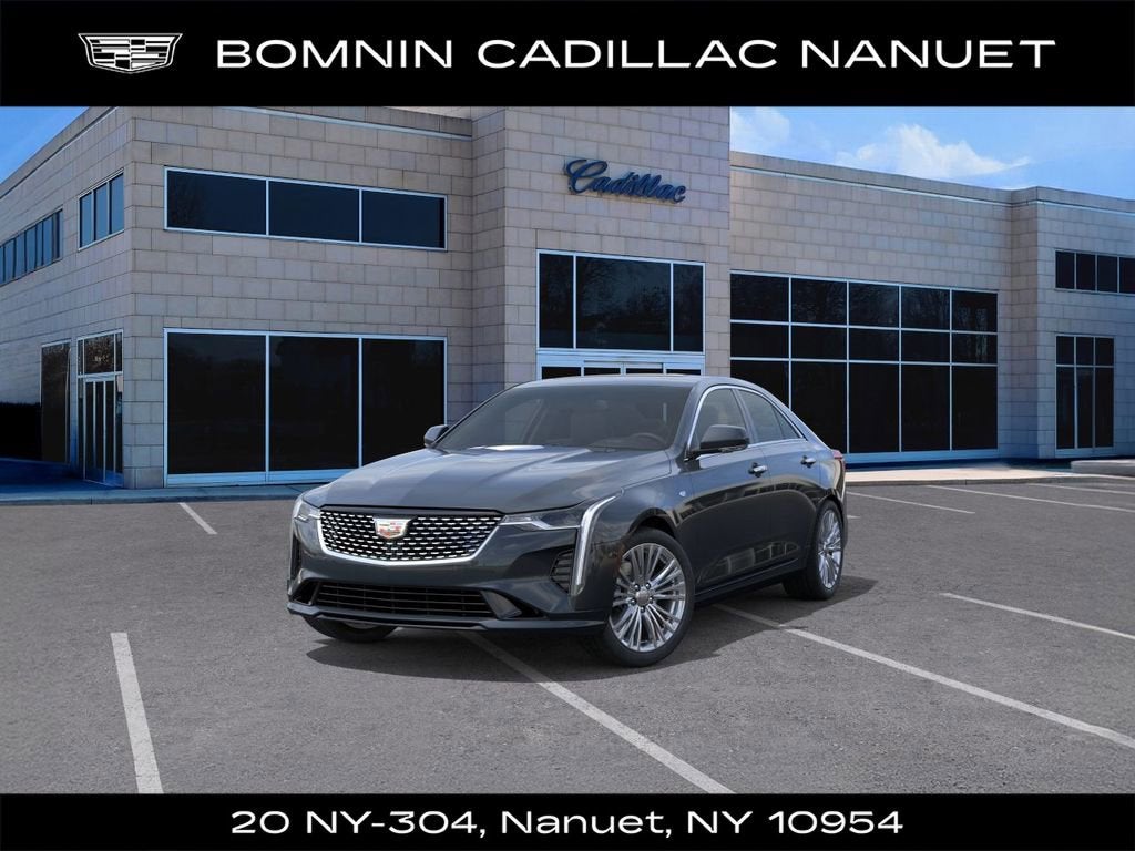 2026 Cadillac CT4 Premium Luxury in Deep Space Metallic — front three-quarter view