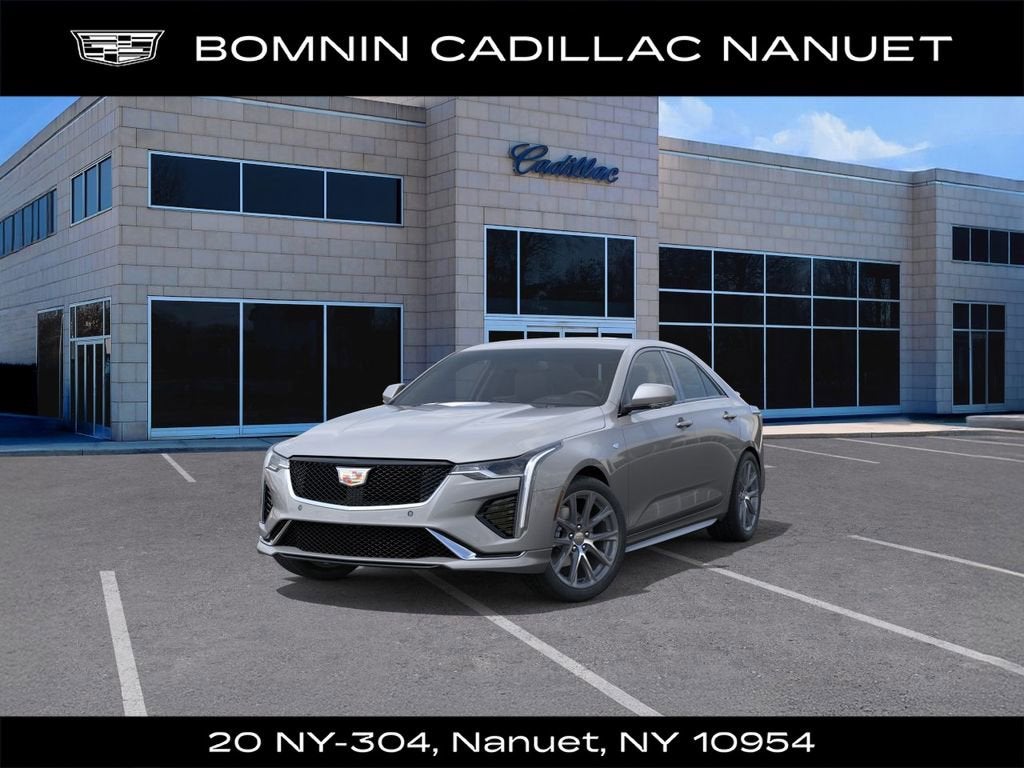 2026 Cadillac CT4 Sport in Argent Silver Metallic — front three-quarter view