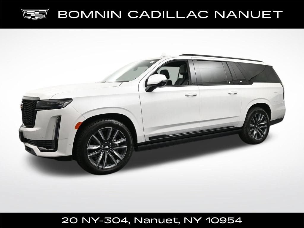 2022 Cadillac Escalade ESV Sport in Crystal White Tricoat — front three-quarter view
