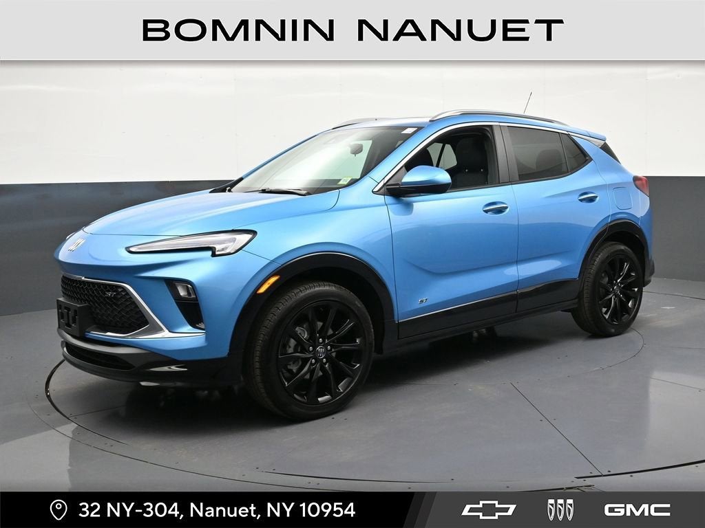 2026 Buick Encore GX Sport Touring in Aquamarine Blue Metallic — front three-quarter view