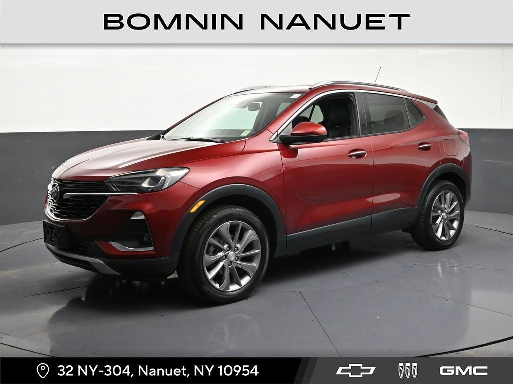2023 Buick Encore GX Essence in Cinnabar Metallic — front three-quarter view